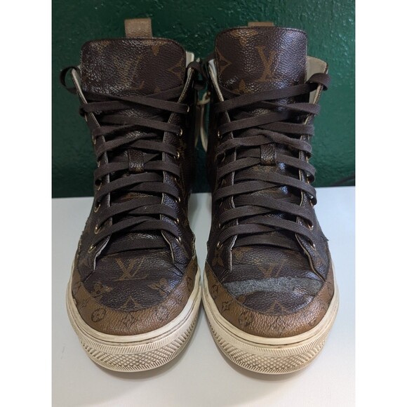 LOUIS VUITTON High-top Sneaker Size 36.5 EU Monogram Shoe Authentication Include - Picture 1 of 13